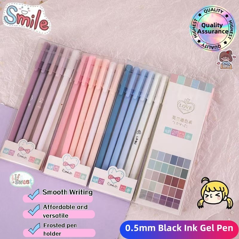 6Pcs/Set Signature Pens Morandi Color 0.5mm Black Ink Gel Pen School ...