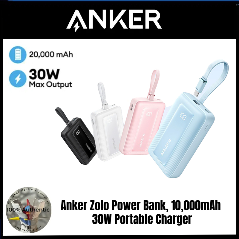 Anker Zolo Wireless Power Bank (10,000mAh, 30W) Built-In USB-C Cable