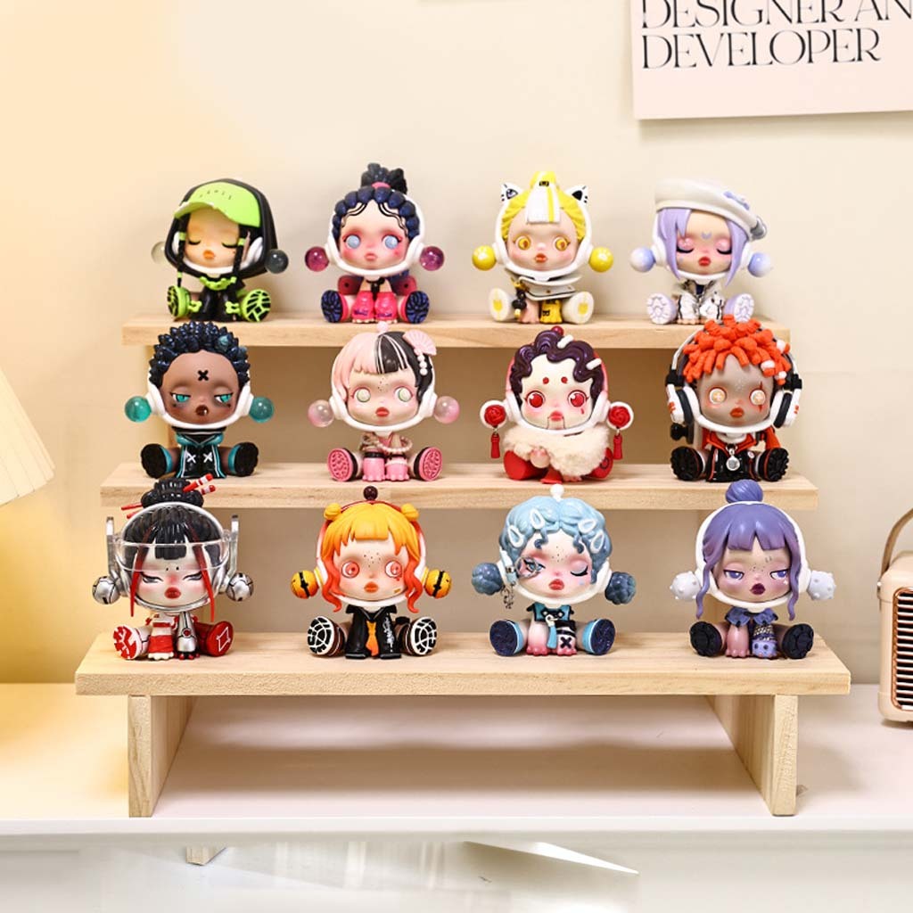 2/5layer Ladder Display Rack Wooden Dolls Acrylic Display Storage Multi ...