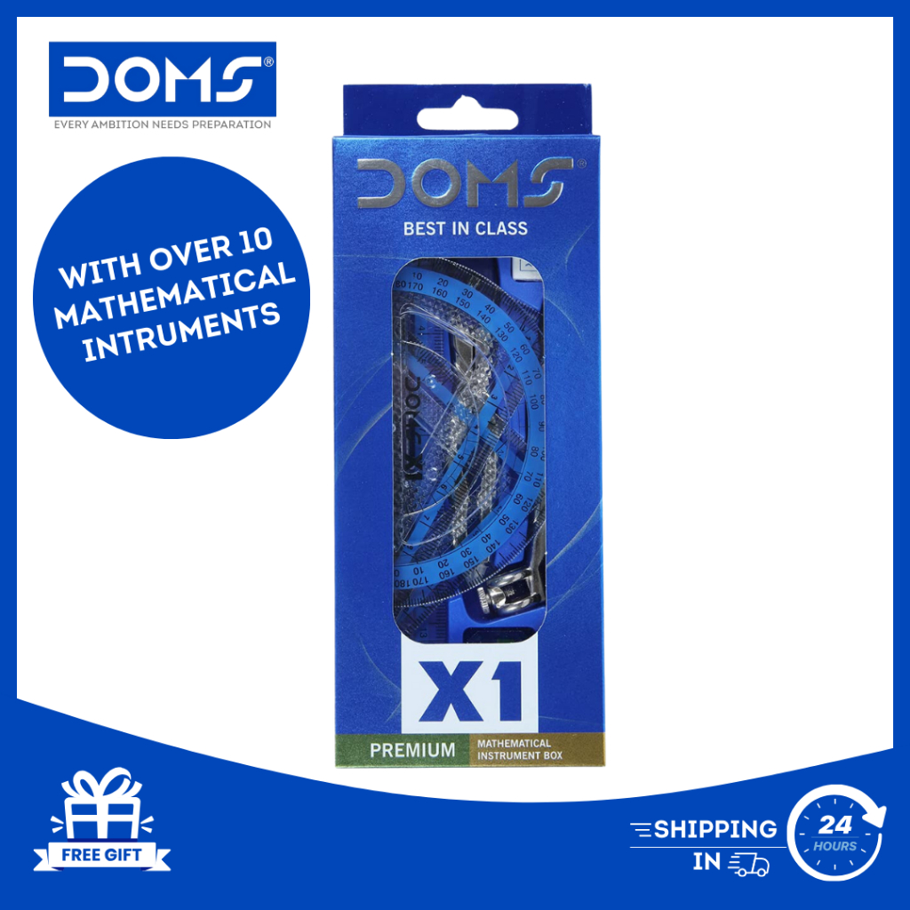 Doms Set Compass, Divider, Protractor, Pencil, Eraser, Sharpener, Ruler ...