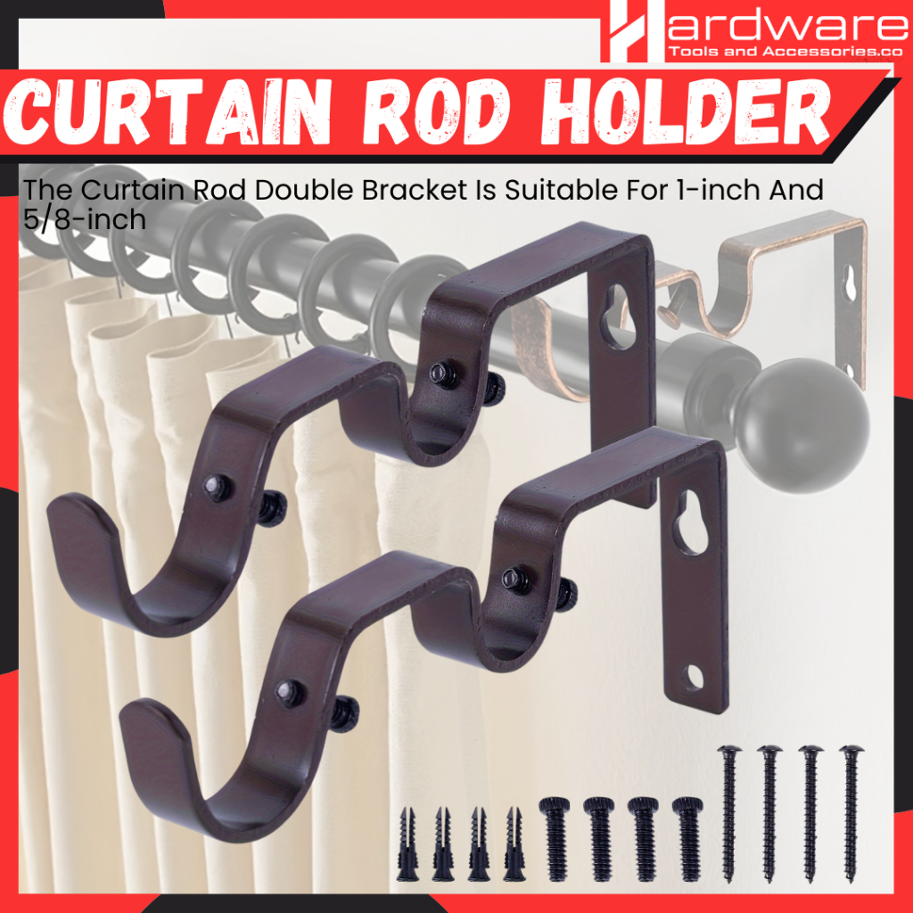 Curtain Rod Adjustable Black and White Double Rod Holders (SOLD BY 1PC ...