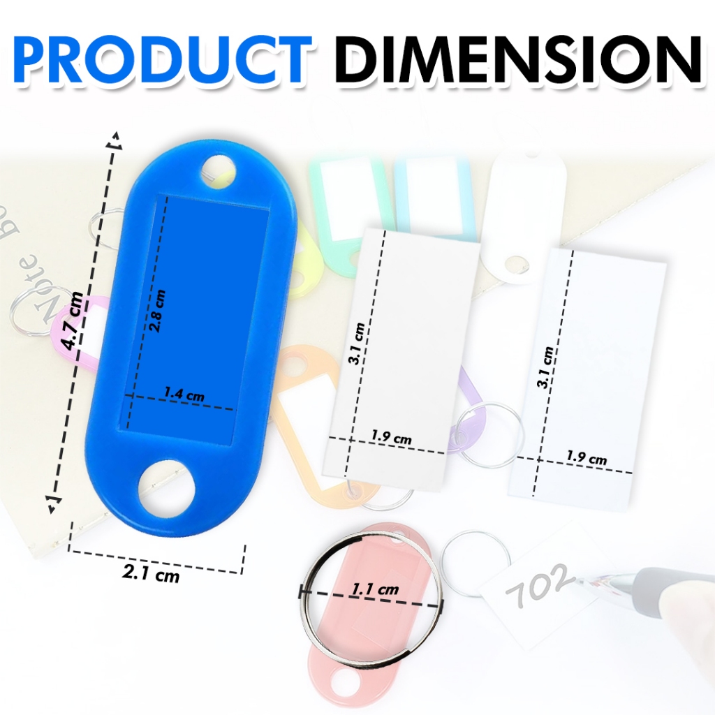50PCS Label Key Holder Plastic Key Tags ID Label Keychain With Split ...