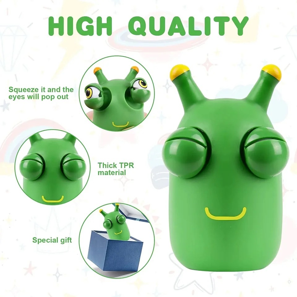 Funny Eyeball Popping Squeeze Toy Grass Worm Pinch Squishy Fidget Toy ...