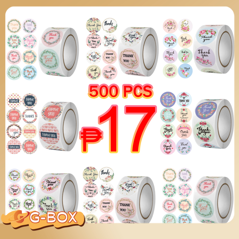 THE NEW 1Roll 500 pcs Thank You Thankyou Flower Round Seal Sticker Tags ...