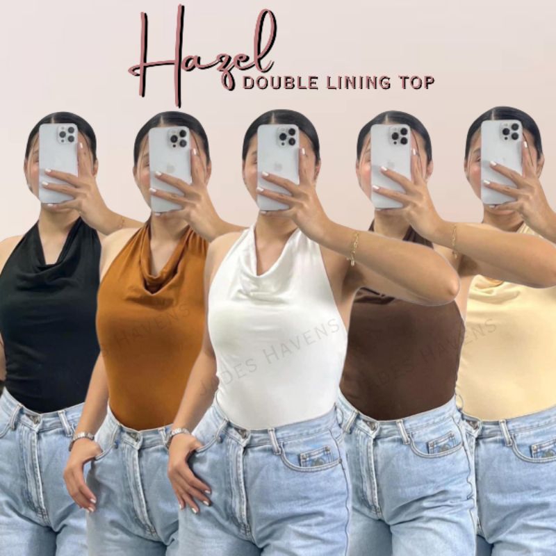 JDSHVNS | HAZEL COWL NECK HALTER TOP DOUBLE LINING TOP BACKLESS TOP ...
