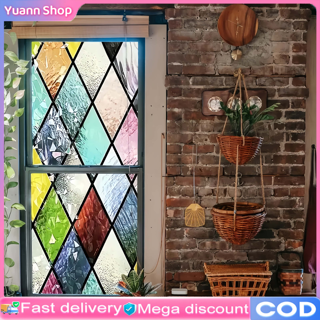 【GIFT】Privacy Window Sticker UV Blocking Anti-peeping Stained Glass ...