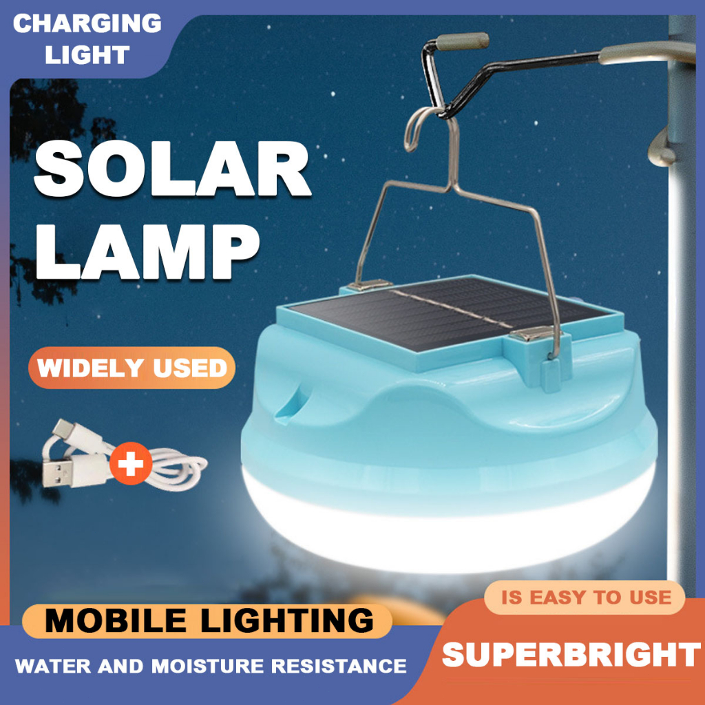 LED Solar light bulb lithium battery rechargeable light outdoor camping ...