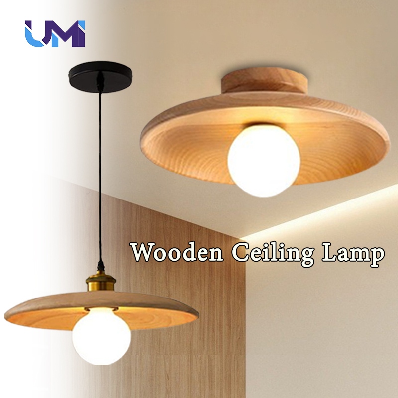 Pendnet Light Nordic Wooden Minimalist Round Ceiling Light for Hallway ...