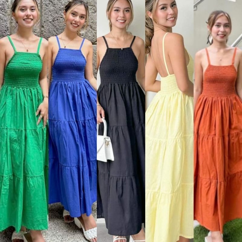 Sexy Smock Back Hannah Maxi Linen Cloth High Quality Casual Formal ...
