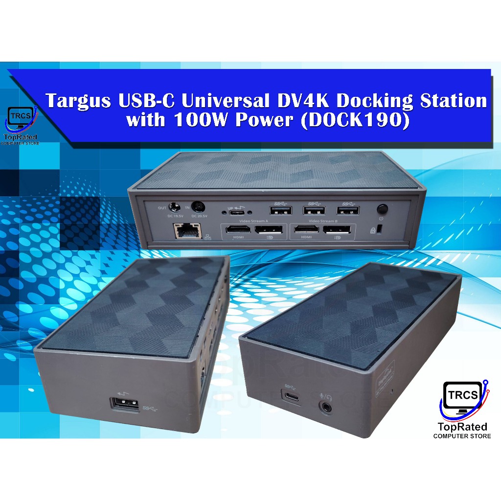 Targus USB 3.0 Ports Laptop Docking Stations Targus DOCK190 USB-C ...