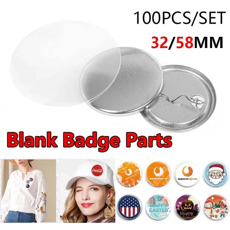 Blank Badge 100Pcs 32/58mm Badge Button Pins DIY Badge Button Pins ...