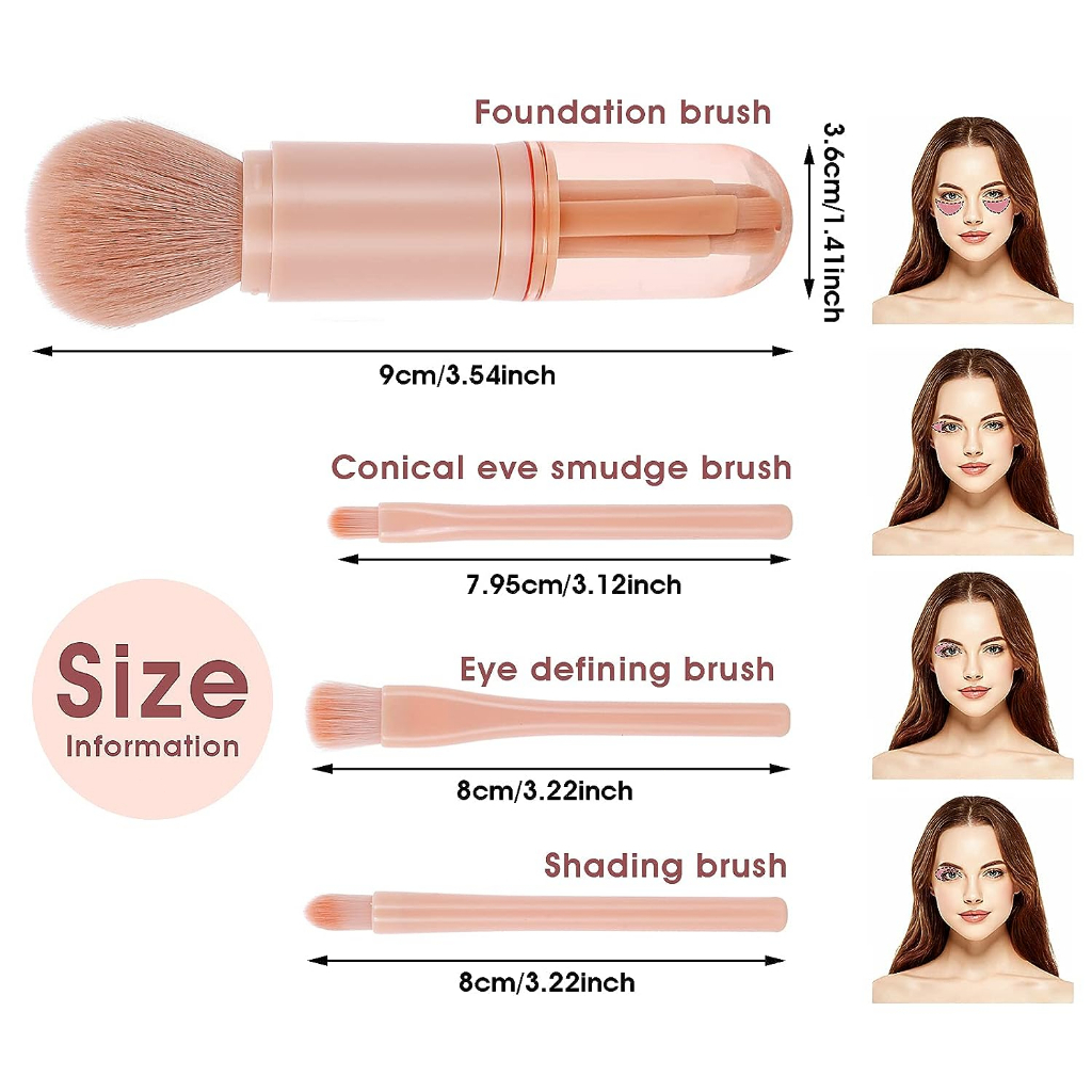 4 in 1 Mini Makeup Brush Set Blending Powder Eye Shadow Foundation ...