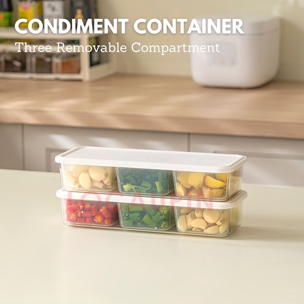 LOCAUPIN 3 Removable Compartment Condiment Storage Kitchen Food ...