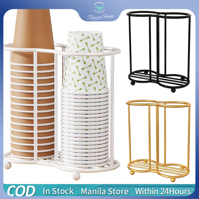 Paper cup holder metal desktop paper disposable cups storage rack for ...