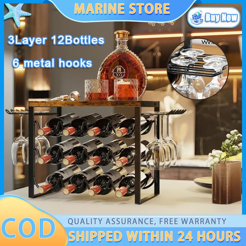 Wine Rack Solid Wood Small Tabletop Wine Rack 12 Bottle Display Rack ...