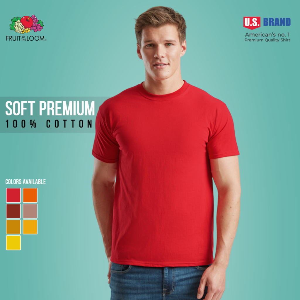 Fruit of the Loom Soft Premium Tshirt for Men & Women 100% Cotton Men's