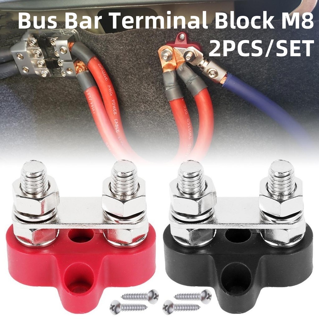 2PCS/SET Bus Bar Terminal Block M8 12-24v Power Junction Block Power ...