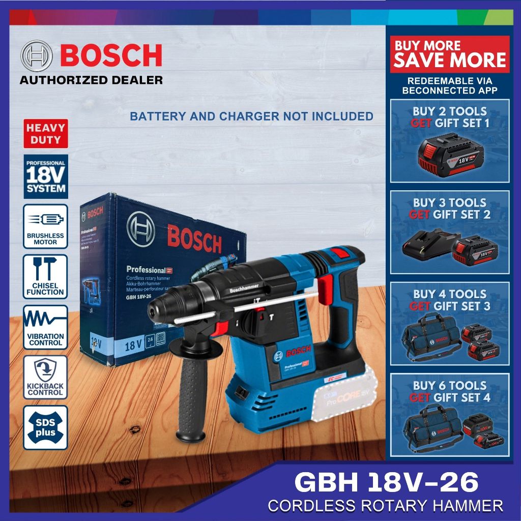 Bosch Rotary Hammer Drill GBH 18V-26 Solo SDS Plus 0611909000 Heavy ...