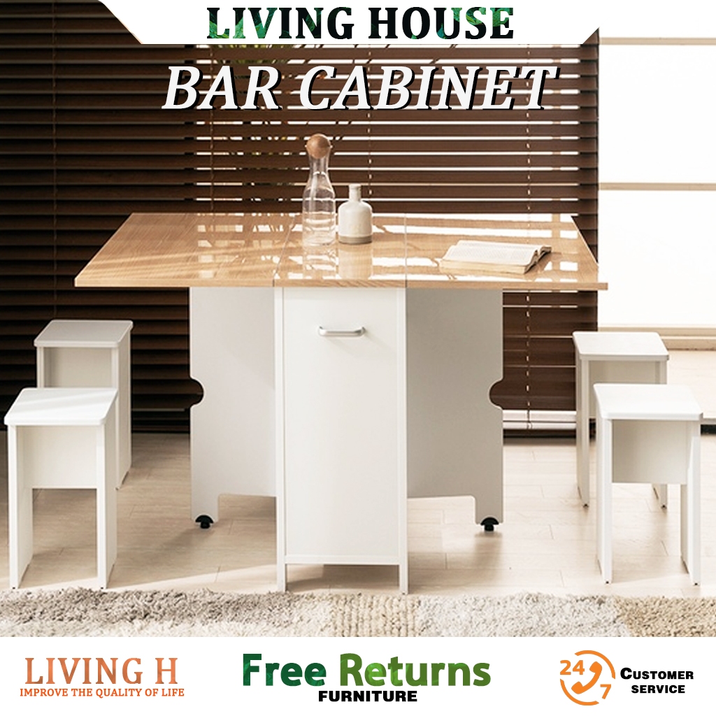 LIVING Foldable Dining Table Set Slideable Multi-function Dining Table ...