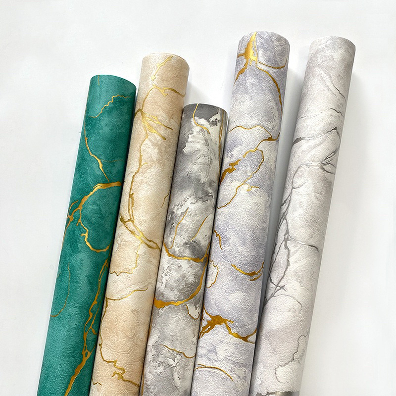 JT3 10mx45cm 3D Gold line marble texture water ripple texture ...
