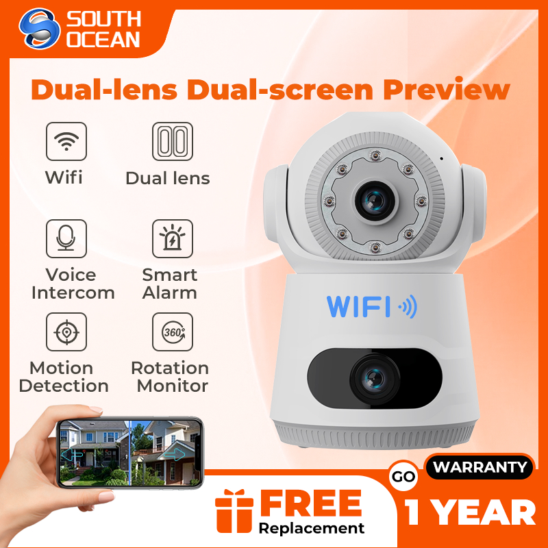 V380 Dual Lens CCTV Security Camera WiFi Connect Wireless Home ...