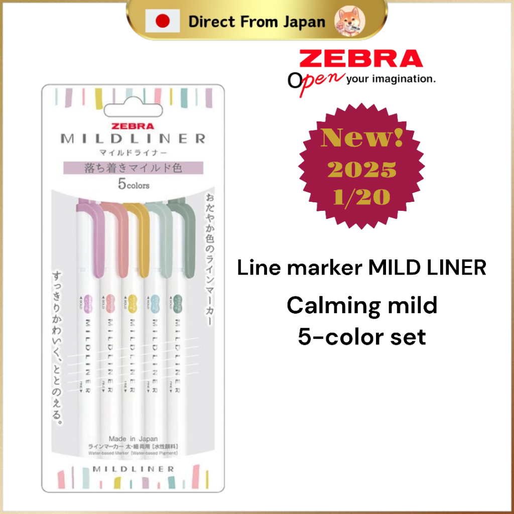 ZEBRA Line marker MILD LINER Calm Mild 5-color set B-WKT7-5C-OT 2025 1 ...