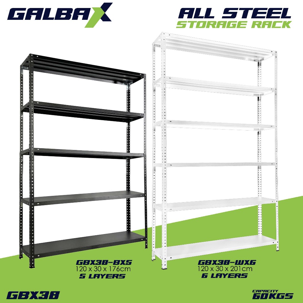 GBX BIG SIZE Steel Storage Rack Metal 120x40x198cm Adjustable 4/5/6 ...