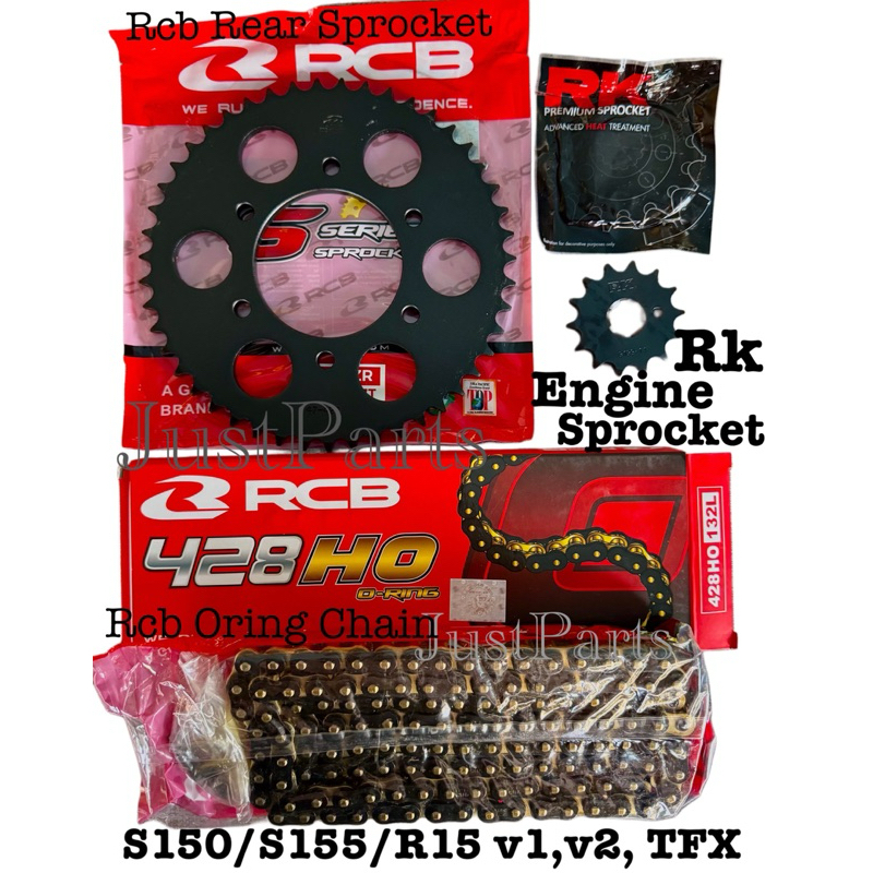 RCB BLACK Sprocket With RCB or RK Oring Chain (Rk Engine Sprocket ...