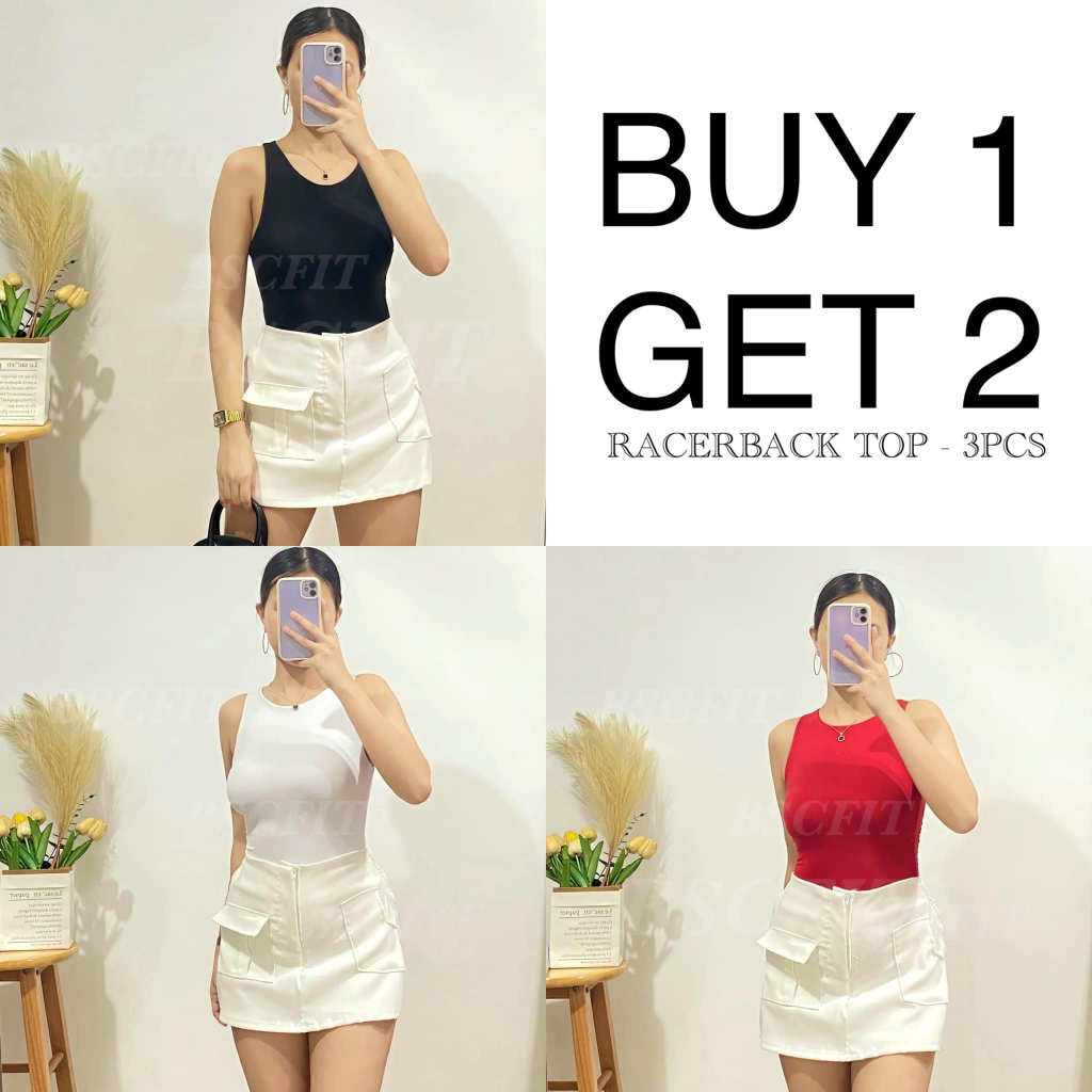 BSCFIT Racerback Top (BUY 1 GET 2) Double Lining Front and Back Full ...