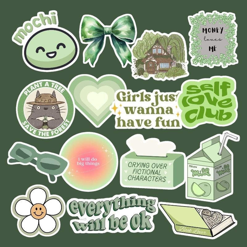 Green Stickers | Vinyl Matte Laminated Waterproof and Scratchproof ...