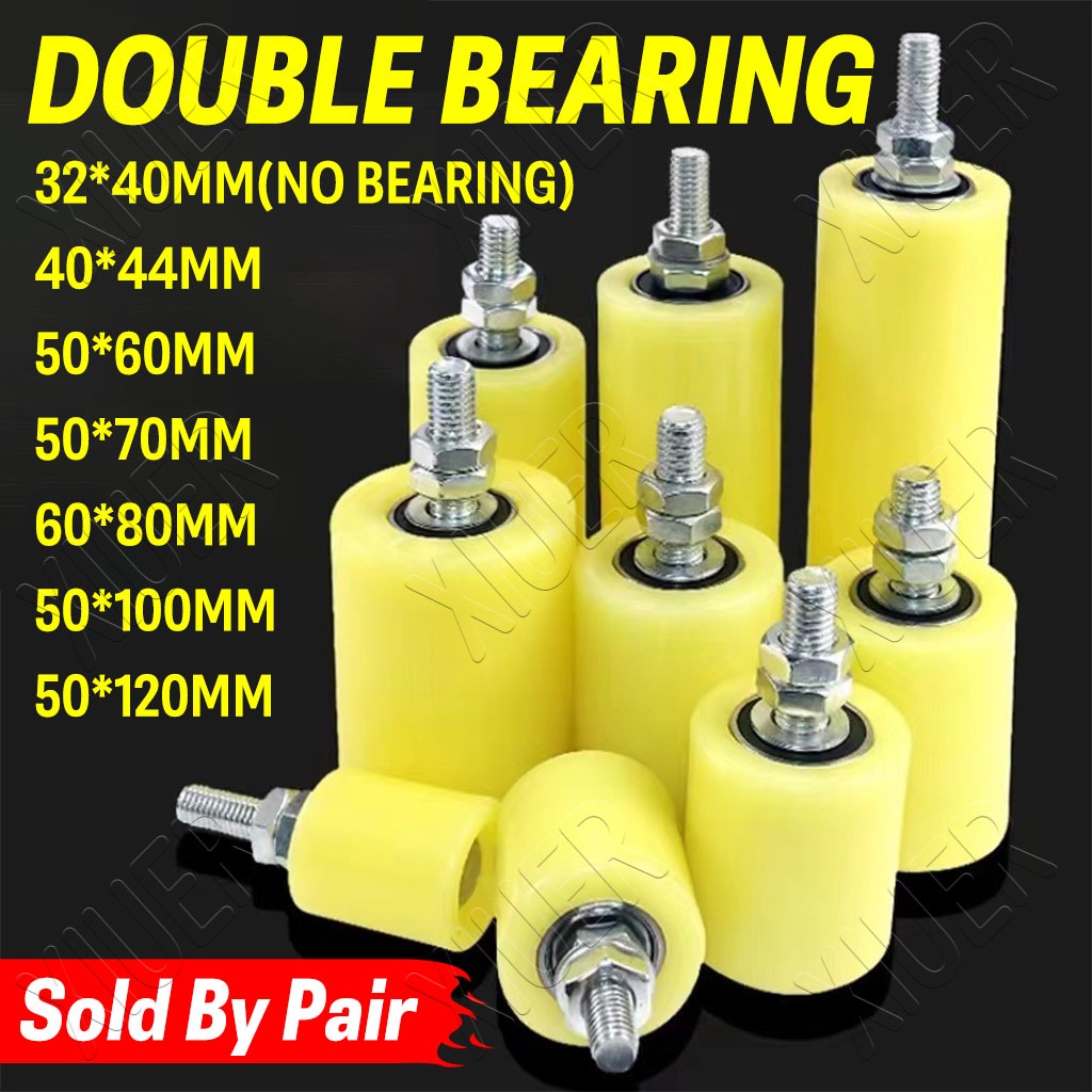 2Pcs/Pair Double Bearing Nylon Roller PP + Steel Flat Roller Sliding ...