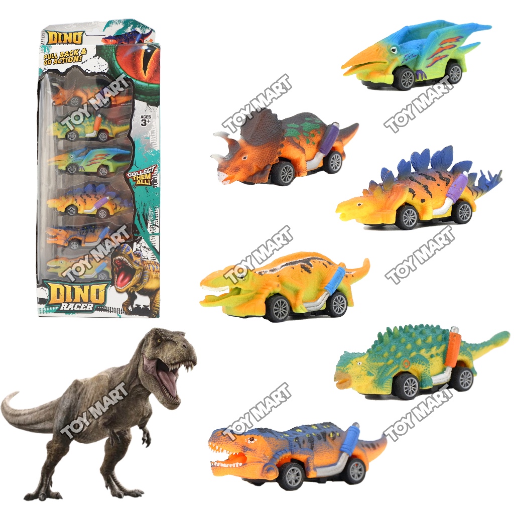 Dino Racers Pull-Back Cars Dinosaur-Themed Toy Vehicle Set | Shopee ...