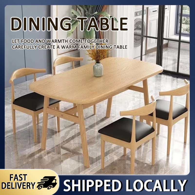 Dining Table set 4/6 seaters Nordic Solid Wood Dining Table And Chair ...