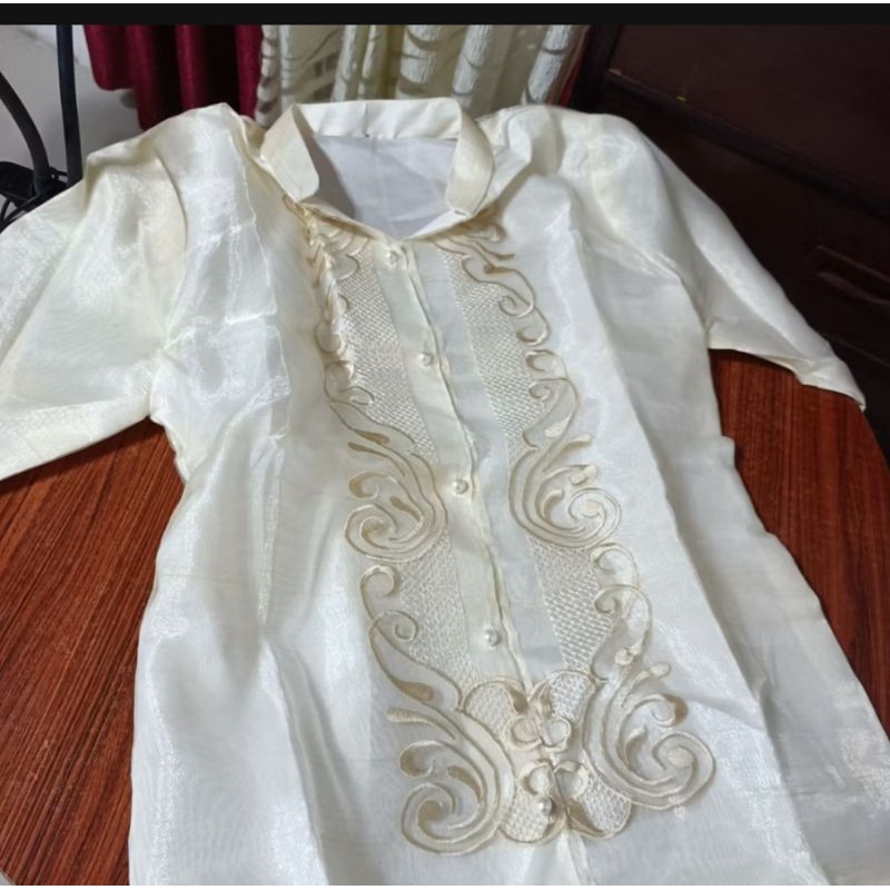 3/4 sleeve Lady barong piña organza fabric. | Shopee Philippines