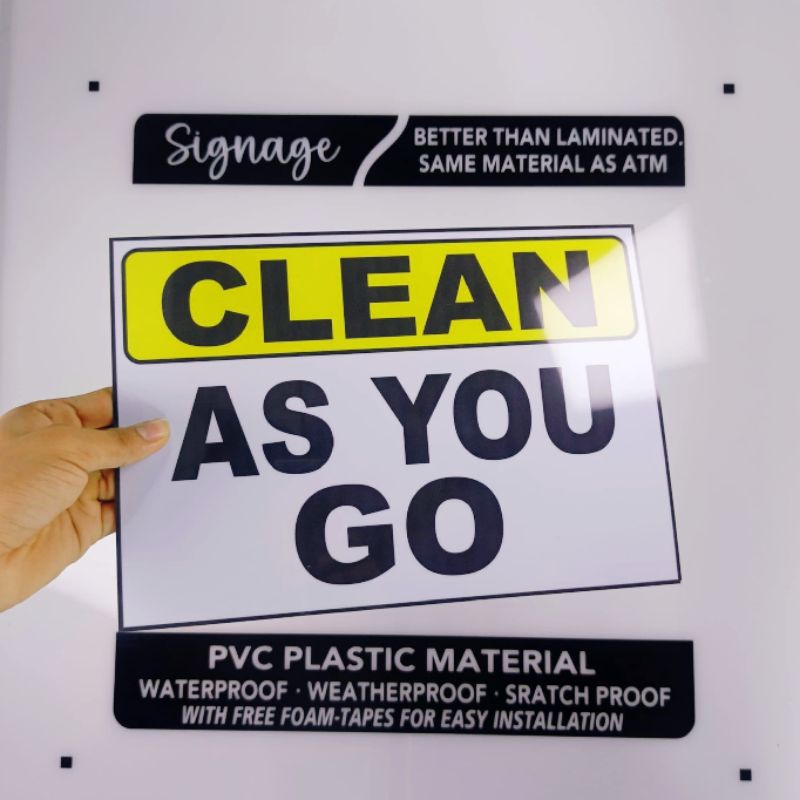 Shop clean as you go signage for Sale on Shopee Philippines