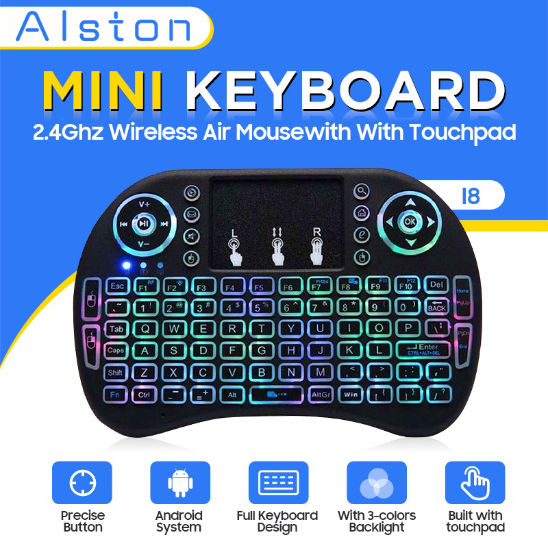 【COD】I8 Mini Keyboard 2.4Ghz 3-Color Backlight Wireless With Touchpad ...
