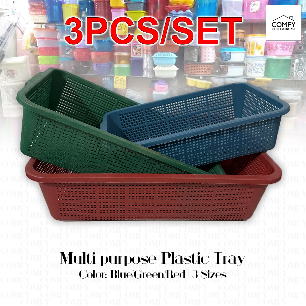 (3PCS PER SET) Plastic Multi-Purpose Universal Utility Tray Basket ...