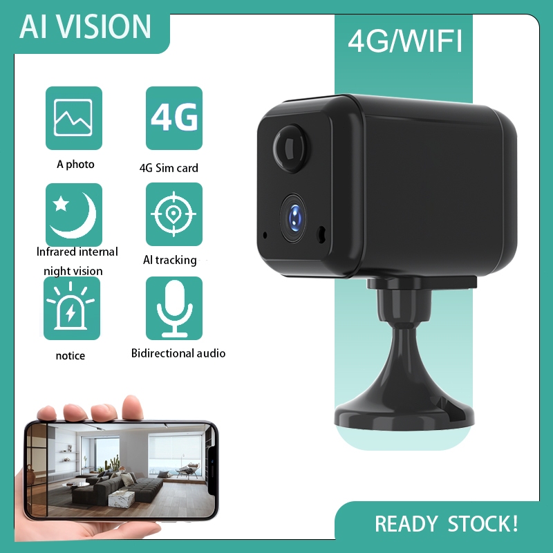 AI VISION 4MP mini camera with built-in battery, CCTV color night ...
