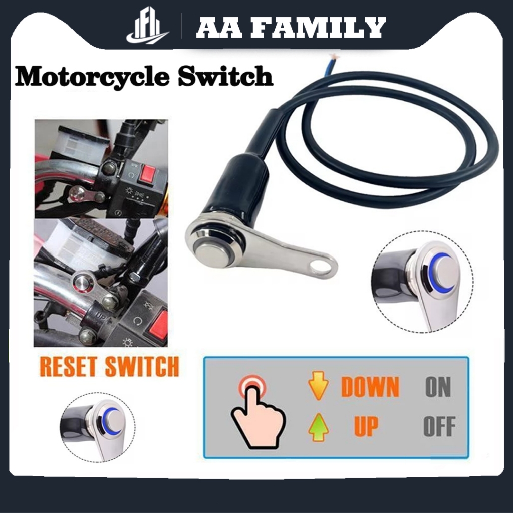 12V LED Waterproof Motorcycle Handlebar ON-OFF Switch Reset Self Return ...
