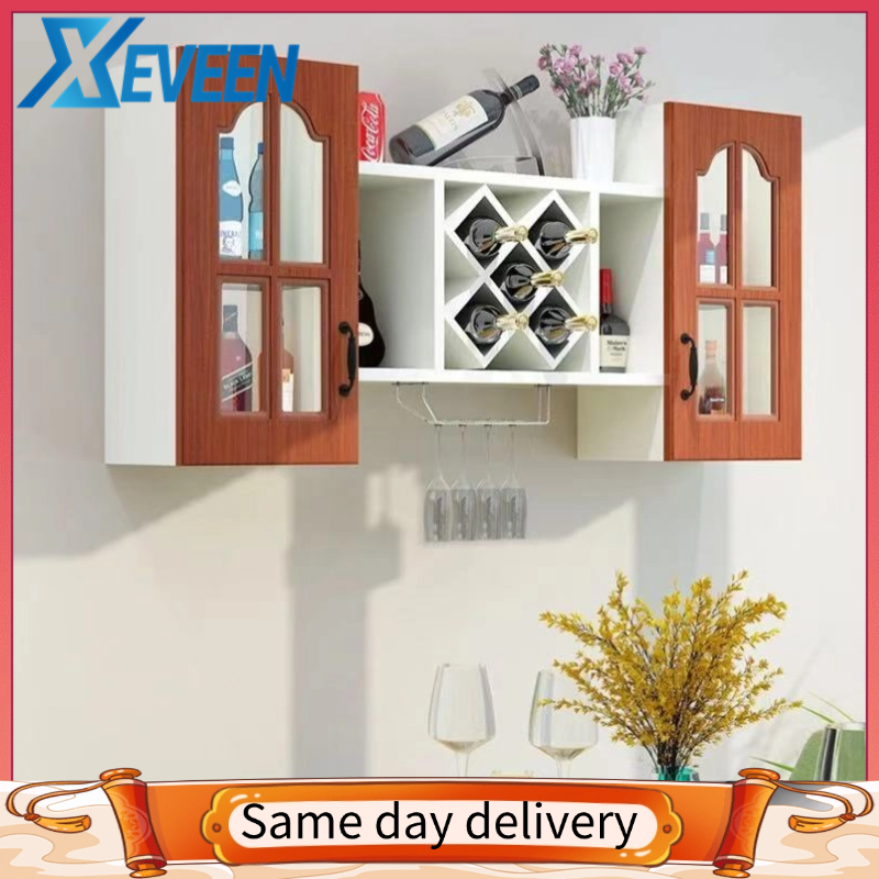 Dining room wall-mounted wine cabinet or storage rack with glass door ...
