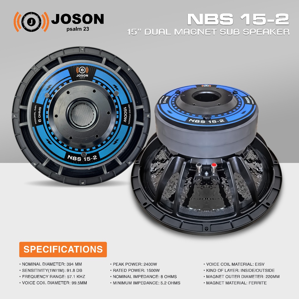 Joson NBS 15-2 Dual Magnet Sub Speaker (1 Pc) | Shopee Philippines