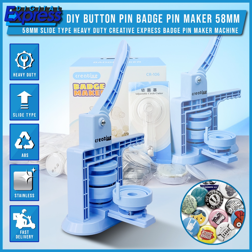 Creative Button Pin Badge Maker Sliding Base Plate 58mm Button Pin ...