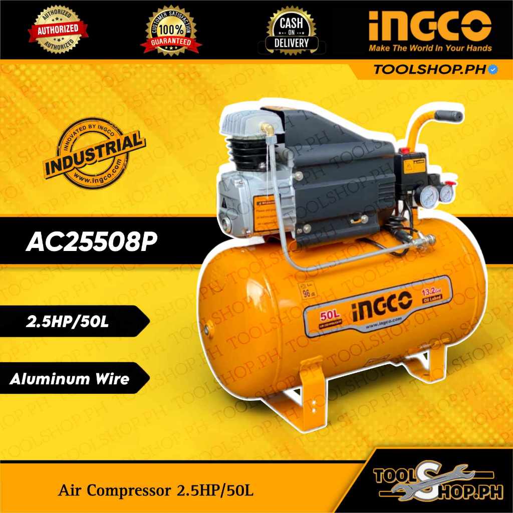 INGCO INDUSTRIAL 50L Air Compressor 2.5HP AC25508P | Shopee Philippines