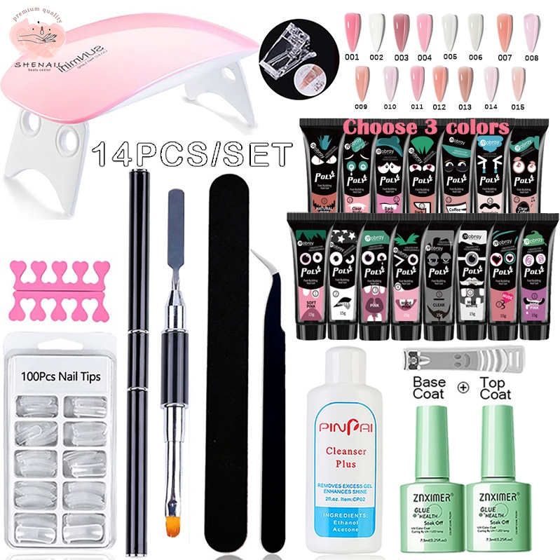She.Poly Gel Nail Extension Set 14PCS/SET UV Gel Polish Quick Nail ...