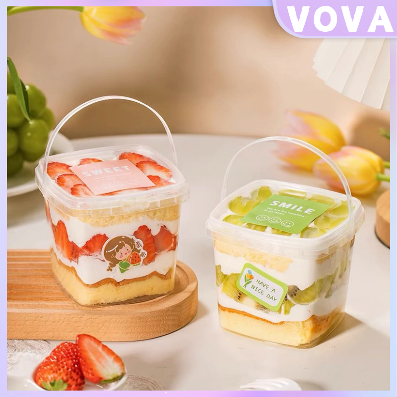 10pcs Plastic Bucket Dessert Box Mousse Cake Cup Disposable Food ...