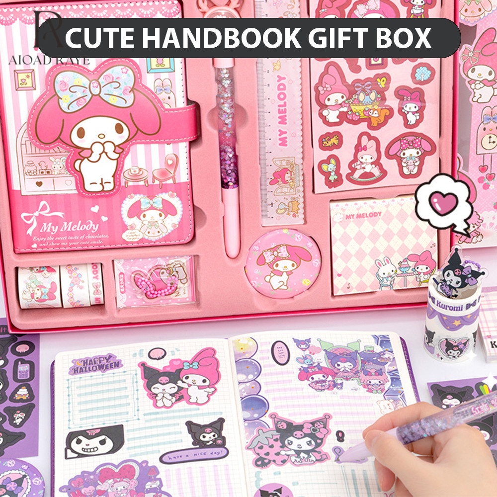 Sanrio Handbook Kuromi/Melody Stationery Set Gift Box Kid Girls Primary ...