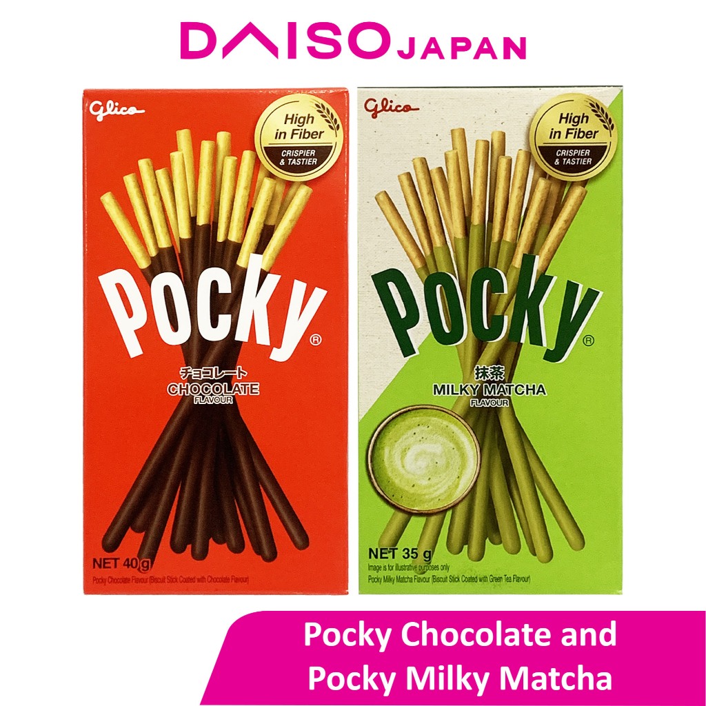 Daiso Glico Pocky Chocolate and Pocky Green Tea Milky Matcha Biscuit ...