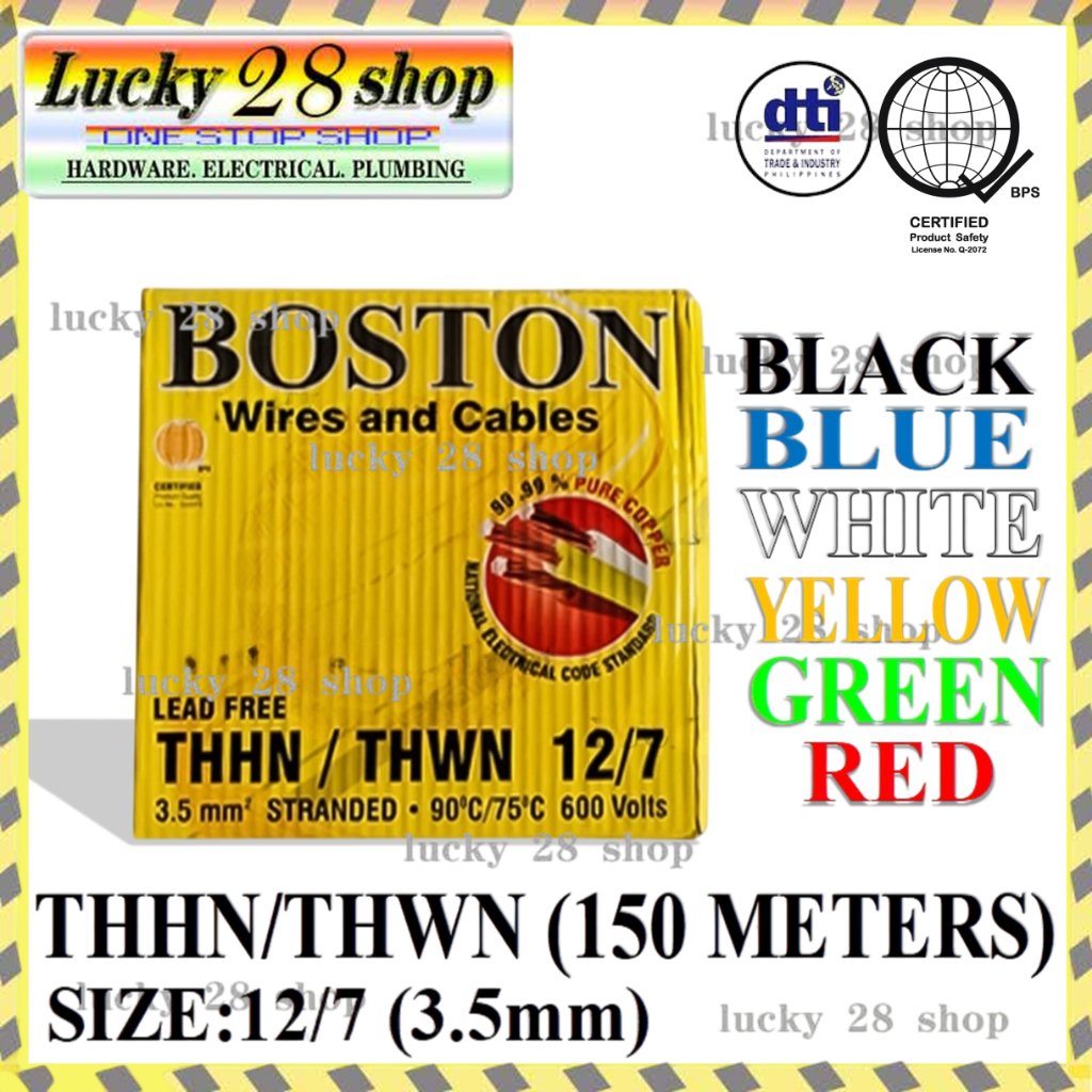 ORIGINAL BOSTON THHN/THWN 12/7 ELECTRICAL STRANDED WIRE (Per Box ...