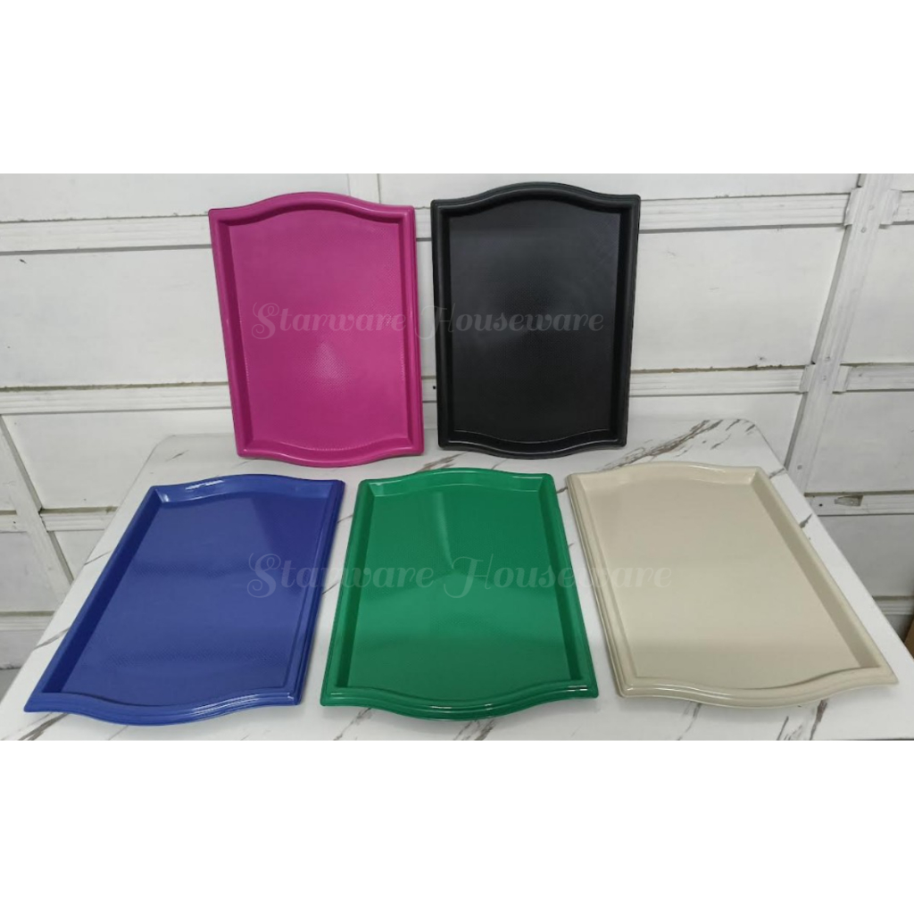 SERVING TRAY/ RECTANGULAR FOOD TRAY/PLASTIC NON-SLIP TRAY COLORED ...