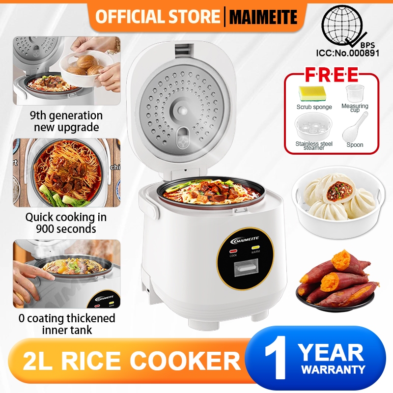 maimeite Rice Cooker 2L Mini Smart Household MultiFunction With Steamer ...